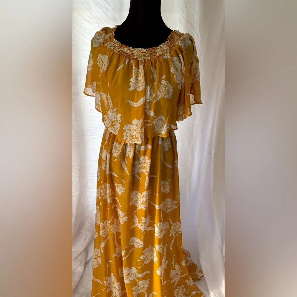 Show Me Your MuMu Yellow Ruffled Off-the-Shoulder Maxi Dress - Picture 1 of 9